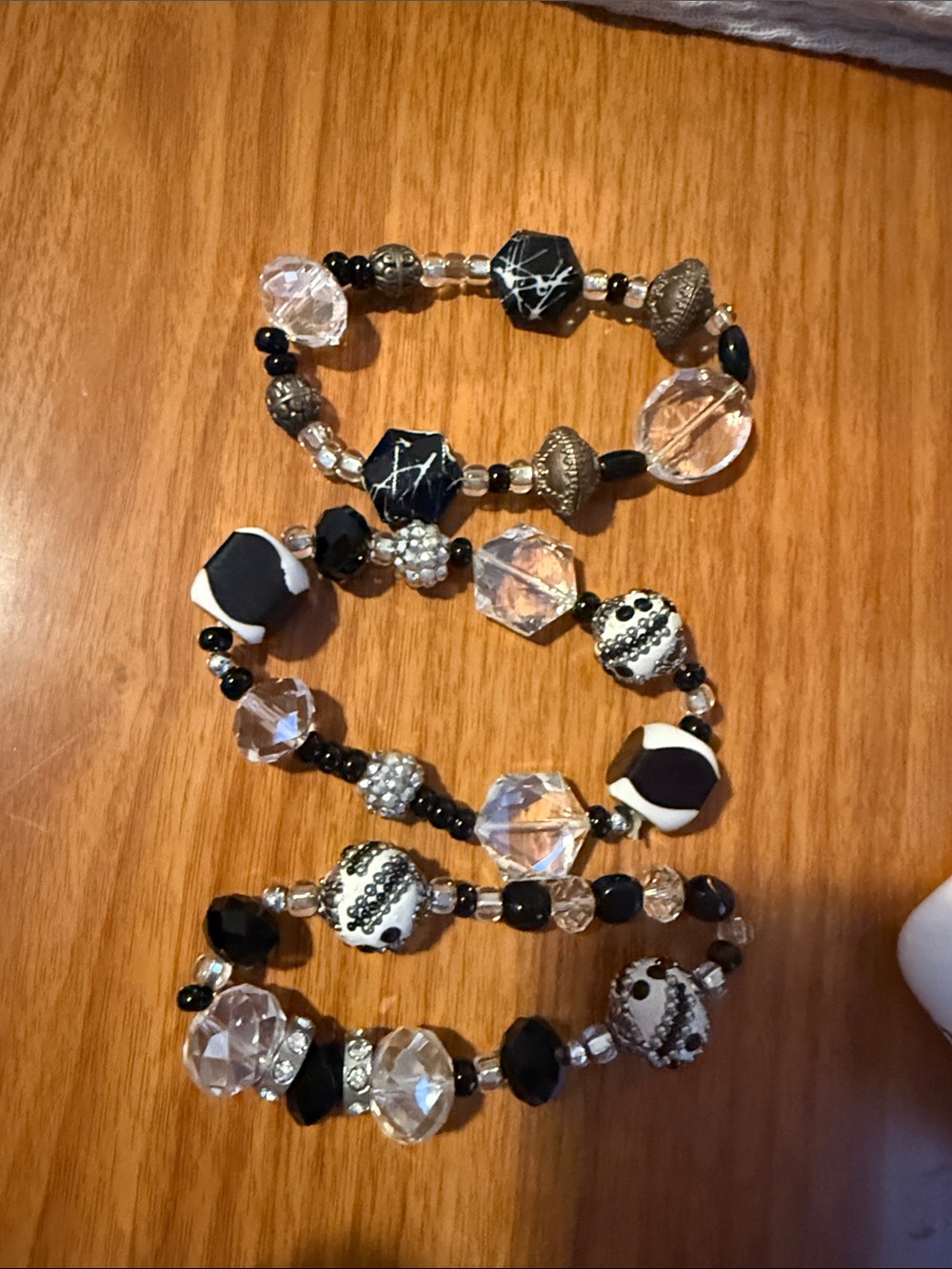 Black and Clear Women's Beaded Statement bracelets (3 sold together)